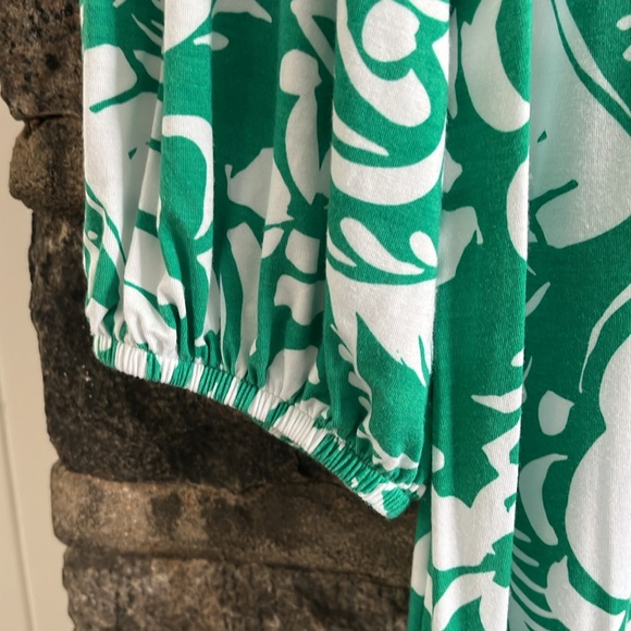 SOFT SURROUNDING SIZE M GREEN/WHITE DRESS. LONG SLEEVE, BELOW KNEE LENGTH - Picture 3 of 4